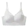 Lingerie de renda estilo francês para mulheres, modelo fino de verão, confortável para seios pequenos, sem aro, sustenta os seios laterais, previne a flacidez, sutiã com costas sexy e bonito