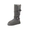Botas Longas Quentes Espessas, Simples e Modernas, Cinza, 4cm, Estilo Novo Inverno 2026, Bico Redondo, Solado Grosso, Altas até o Joelho, Para Neve