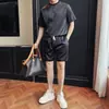Verano 2026 Nuevo Estilo de Lujo Ligero para Hombre Delgados de Manga Corta Casual Pantalones Cortos de Cinco Puntos Cómodos de Color Sólido
