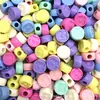 Cuentas Redondas de Agujero Grande de 6-16 mm Color Macarrón Cuentas Acrílicas Material de Cuentas Hecho a Mano DIY para Niños Cuentas Dispersas de Color Caramelo
