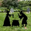 Inserções de Cartão de Halloween Transfronteiriças Inserções de Cartão para Decoração de Feriado em Pátio Externo e Gramado Inserções de Cartão com Silhueta de Bruxa Preta