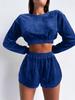 Terciopelo de Cristal Rosa Dulce y Cálido Otoño Nuevo Conjunto de Dos Piezas de Pijama de Manga Larga y Pantalón Corto Ropa de Casa Transfronteriza para Mujer