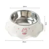 Tazón Único para Mascotas Patrón de Olas Estilo Hogareño Protección del Cuello Antideslizante Gato Tazón Único Perro Alimentación Alimentación Agua Acero Inoxidable Tazón de Comida