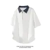 Camiseta Retro Americana Estilo Old Money con Bloques de Color y Diseño Cosido a Mano, Polo de Verano para Hombre con Cremallera