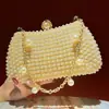Bolso de mano con cadena moderno y elegante, nuevo bolso de mano tipo clutch con cuentas, exquisito bolso cruzado para banquetes nocturnos de dama