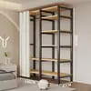 Arara de Roupas de Chão Guarda-Roupa Aberto para Quarto Prateleira de Metal Aço para Hall de Entrada Prateleira de Armazenamento de Roupas para Pendurar Montagem