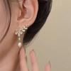 Aretes de Temperamento Hoja Flor Perla 2024 Nuevos de Moda para Mujer Joyería Ligera de Lujo para la Oreja Aretes de Otoño e Invierno para Mujer