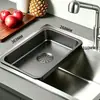 Fregadero de acero inoxidable transfronterizo Lavabo central Lavabo pequeño Lavabo individual Lavabo doble Lavabo para lavar verduras Fregadero engrosado Desagüe de lavabo central Lavabo