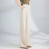 Pantalones de Pierna Ancha de Lino Tencel para Mujer, Estilo Delgado de Verano, Nuevo Modelo 2026, Cintura Alta Elástica, Caída Suave, Pantalones Rectos Casuales Versátiles