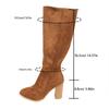 Nuevas Botas de Jinete Largas de Otoño e Invierno Transfronterizas Talla Grande Estilo Europeo y Americano con Cremallera Lateral, Tacón Alto Grueso y un Toque de Alta Gama para Mujer