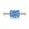Anillo de Flor de Hielo de Piedra Preciosa Colorida de Venta Caliente en Tiktok, Pequeño Cubo de Azúcar con Anillo de Diamante de Alto Carbono Brillante Incrustado para Mujeres, Envío Directo