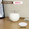 Maceta de plástico imitación piedra tamaño grande para el hogar estilo lujo ligero de alta gama color crema sala de estar oficina planta verde grande forma de bola redonda