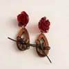 Pendientes Geométricos de Flor de Resina Transfronterizos Europeos y Americanos Otoplastias Maillard Otoño e Invierno Diseño Nicho de Gama Alta Joyería para Orejas Venta al por Mayor