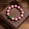 Miçangas de Vidro Novo Estilo Chinês Cor Flor de Pessegueiro Estilo Nacional Pulseira Pulseira Feminina Pulseira Retrô Pulseira Fashionável Versátil Elegante