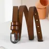 Cinturón de Piel de Vacuno de Capa Superior en Stock para Mujer, Versátil Moda Tendencia Casual Estilo Coreano Piel Genuina Hebilla de Pin Personalidad