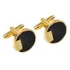 Gemelos redondos de ágata negra con diamantes de imitación, de AliExpress, para camisa francesa de hombre.
