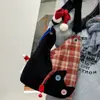 Bolsa de Lona Estilo Coreano Popular de Alta Aparência Gatinho Fofo para Mulheres, Bolsa de Ombro Único Transversal, Bolsa Tote de Grande Capacidade com Laço