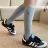 Calcetines Altos Grises de Ternera para Mujer, Medias con Lazo, Estilo Miu Estilo Simple Calcetines Altos, Calcetines para Piernas de Mujer de Algodón Puro
