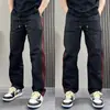 Pantalones Casuales Finos de Secado Rápido para Hombre, Pantalones Rectos Transpirables Holgados de Moda para Verano, Pantalones Deportivos Versátiles de Retazos Rayados para Jóvenes