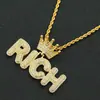 Accesorios de collar largo para hombre, estilo hip hop, corona completa de diamantes, colgante de letra, ropa de calle estilo europeo y americano