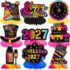 Decoração de Favo de Mel para o Ano Novo 2024 Centros de Mesa com Tema de Ano Novo Coloridos Retrô Suprimentos para Festa 2024
