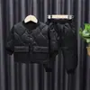 Ropa acolchada de algodón para niños, traje de otoño e invierno, nuevo algodón y engrosamiento, para niños y niñas, bebé, doble bolsillo, traje de invierno de dos piezas, moda