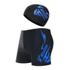 Conjunto de Traje de Baño para Hombre de Fábrica: Bañador de Secado Rápido de Tamaño Grande y Gorro, Traje de Baño Estampado para Hombre, Deportes de Aguas Termales