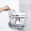 Estante de almacenamiento de pared para baño, estante de almacenamiento sin taladro, estante triangular de plástico para pared de baño para almacenamiento