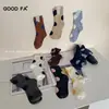 Meias Femininas Novo Estilo 2026 Outono/Inverno Versátil Algodão Penteado Coloridas Bolinhas Grandes Meia de Cano Médio Feminina