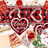 Zc081 Bandera de Mesa Cuadros Amor Mantel Fiesta Tema Festivo Hogar Sala de Estar Tapete de Mesa San Valentín Manteles Individuales Decorativos