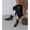Botines Slim de Piel de Vacuno de Primera Capa Estilo Minimalista Coreano Otoño e Invierno 2025 Tacón Pequeño Grueso Tacón Medio Commuter Punta Cuadrada Cuero Genuino Botines Cortos para Mujer