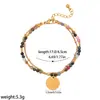 Pulsera de acero inoxidable con cuentas transfronteriza, joyería apilable impermeable de oro de 18k para mujer, piedra natural, accesorios de alta gama europeos y americanos