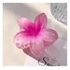 Presilha de Cabelo Flor de Frangipani, Acessório de Cabelo Feminino de Luxo, Presilha de Tubarão para a Parte de Trás da Cabeça, Presilha Lateral de Luxo
