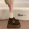 Zapatos de Algodón Cálidos Retro que Aumentan la Altura 8cm para Mujer, Botas de Nieve Birkenstock Forradas de Felpa, Mocasines de Suela Gruesa para Invierno 2026, Estilo Slip-On