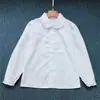 Camisa branca de algodão para meninos Roupas de desempenho de manga comprida Camisa branca feminina do ensino médio Vestido de menino para crianças Uniforme escolar do aluno