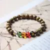 Pulseira de Madeira Subjugadora de Dragões das Seis Vias da Montanha Wutai com Contas de Buda de Padrão Completo de Material Antigo, Pulseira de Estilo Étnico com Contas de Buda das Cinco Vias da Sorte