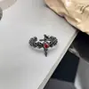 Anel Quadrado Cruzado para Mulheres Prata de Lei S925 Estilo Punk Escuro Personalizado Coração Diamante Vermelho Anel de Dedo Indicador Anel Aberto