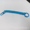 Chaveiro de corda de mola com pintura colorida para atacado de fábrica, corda anti-perda, mosquetão de mola, porta-cartão para chaveiro, cordão