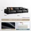 Sofá Grande Vaca Preta, sala de estar moderna minimalista estilo italiano, popular online, látex de linha reta, sofá para área de recepção de negócios escritório