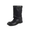Botas Western de Moda Europeas Simples de 5 cm 2026 Otoño/Invierno Nuevas Punta Redonda Tacón Grueso sin Cordones Botines Casuales