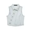 Para Comércio Exterior Transfronteiriço Europeu e Americano Roupas Femininas Aliexpress Mais Vendidas Verão Retrô Desgastado Azul Claro Conjunto de Colete Jeans