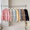 2025 Estilo Coreano Holgado Simple Tejido de Punto Top Retro Color Puro Estilo Hong Kong Cuello Redondo Suéter de Punto Nuevo Estilo Otoño e Invierno para Mujer