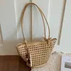 2026 Nueva Moda de Verano Bolso Tejido Hueco de Alto Valor Bolso Cesta de Moda Bolso de Mano Bolso Cubo para Hombro