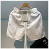 Shorts Masculino de Verão em Algodão e Linho com Cintura Elástica Três Quartos, Shorts de Praia Quatro Quartos, Shorts Studentil da Moda Cor Sólida Soltos de Cintura Baixa