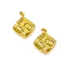 Pendientes Cuadrados Rayados de Acero Inoxidable Estilo Francés Ins Nicho Elegantes Pendientes Chapados en Oro de 18 Quilates de Lujo Ligero para Mujer