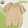 Camiseta de manga corta de algodón puro para niños y niñas de verano, camiseta básica de color sólido con cuello redondo, ropa para clase, ropa para actividades al por mayor