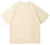 Camiseta de Manga Corta de Algodón Puro de Peso Pesado 300g, Blanca Pura, No Transparente, Corte Holgado con Mangas a la Mitad, Cuello Redondo, Camiseta Básica para Hombres y Mujeres