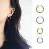 Brincos de Argola com Padrão de Malha Rombos Gotejamento de Óleo Preto Estilo Luxo Leve da Moda Titânio Banhado a Ouro Ed281