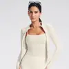 Chaqueta de Yoga con Cremallera, Cuello Alto y Mangas Largas Transfronteriza para Mujer, Ropa Deportiva de Fitness para Ciclismo, Chaqueta Elástica Moldeadora Ajustada