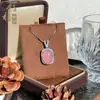 Colgante Cabujón Ovalado de Calcedonia Verde Hielo Natural Incrustado Collar de Jade Rosa para Mujer Joyería